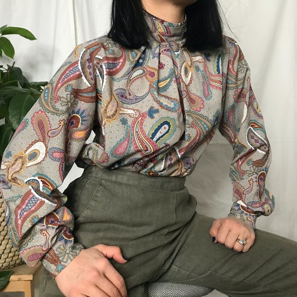 Vintage Tops - SOLD Vintage 1970s paisley blouse long sleeve
